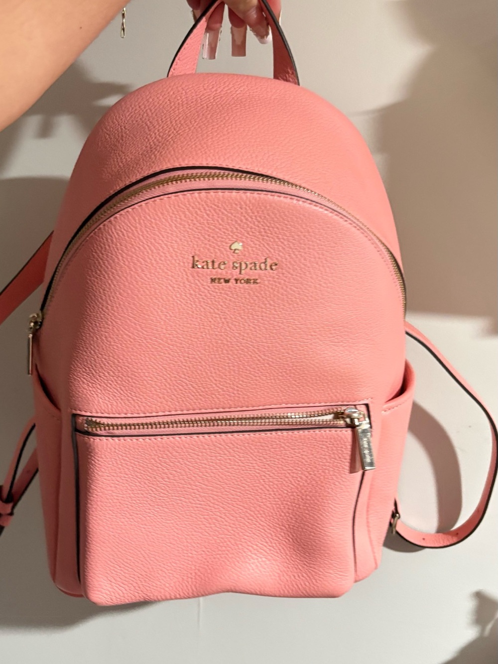 kate spade Pink Pebble Leather Mini Backpack with Gold Hardware